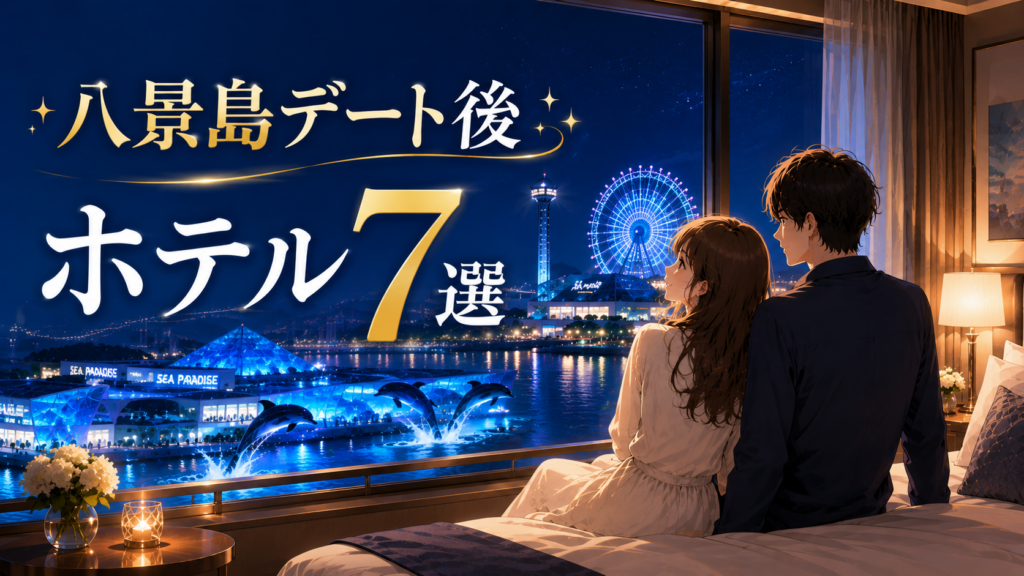 八景島シーパラダイスのデート後に泊まりたいカップル向けホテルを紹介するアイキャッチ画像