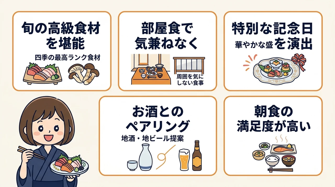 美食の温泉宿に泊まるメリット5つ