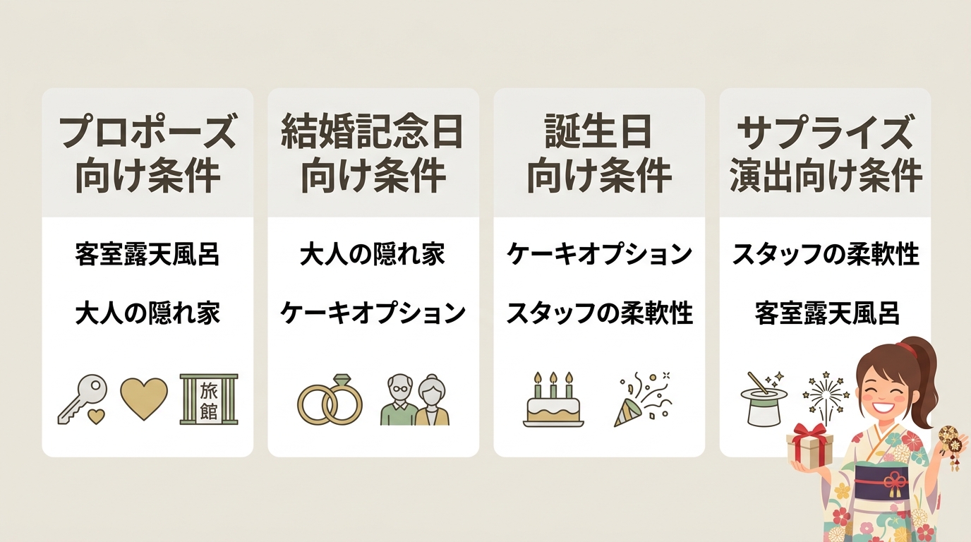 シーン別記念日旅館選びチェックリスト