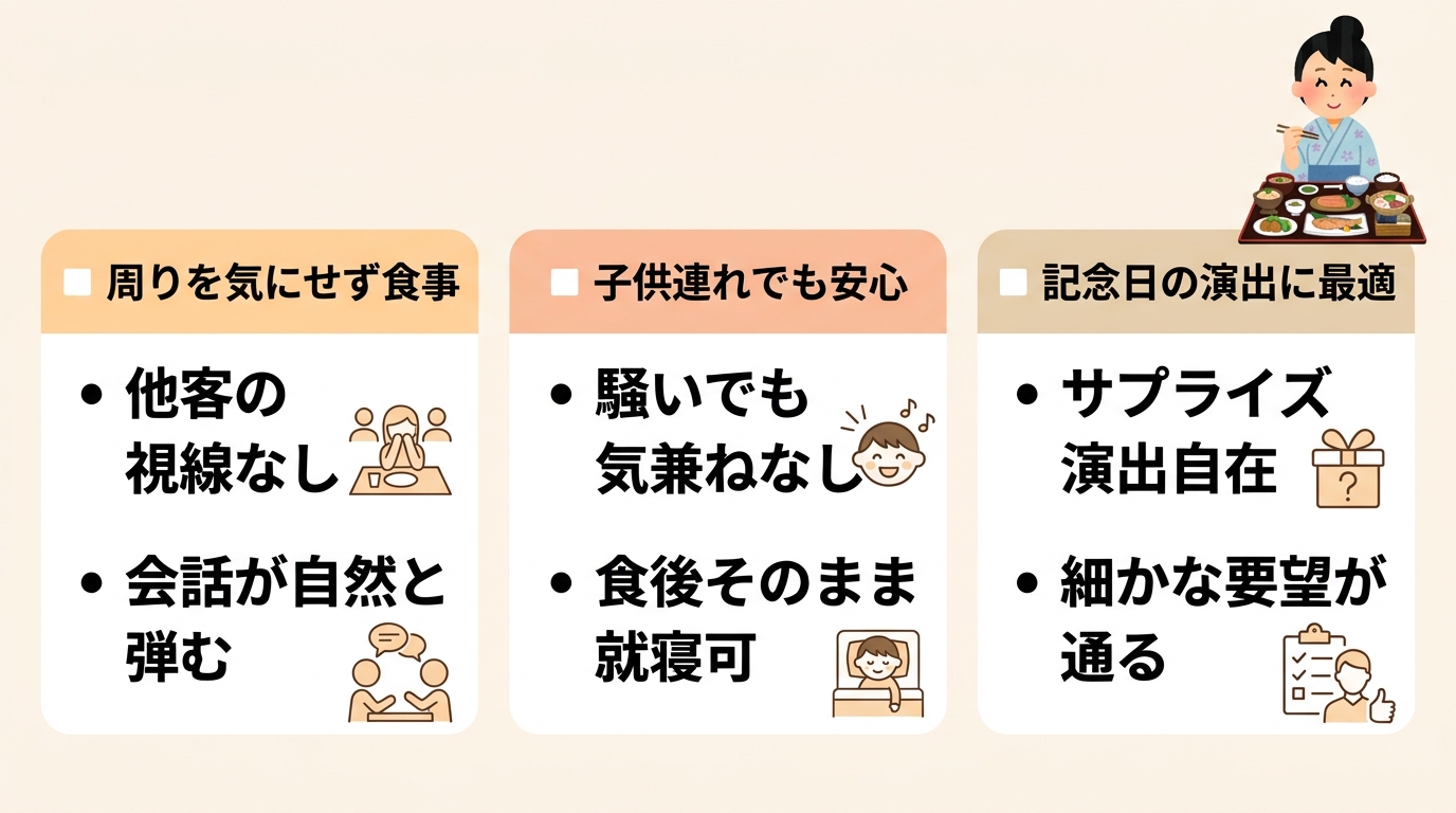 部屋食のメリットとプライベート空間の魅力