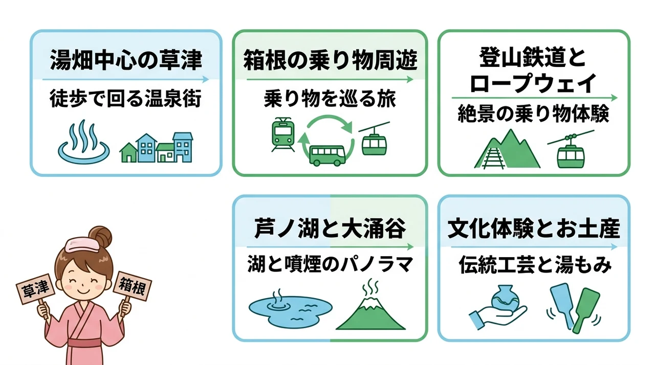 草津と箱根の観光雰囲気比較