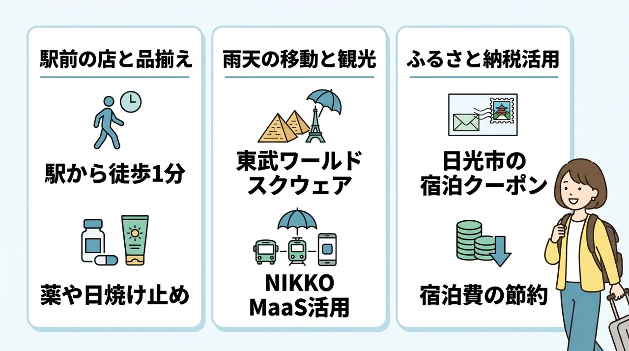 車なし旅で便利な周辺施設とサービス