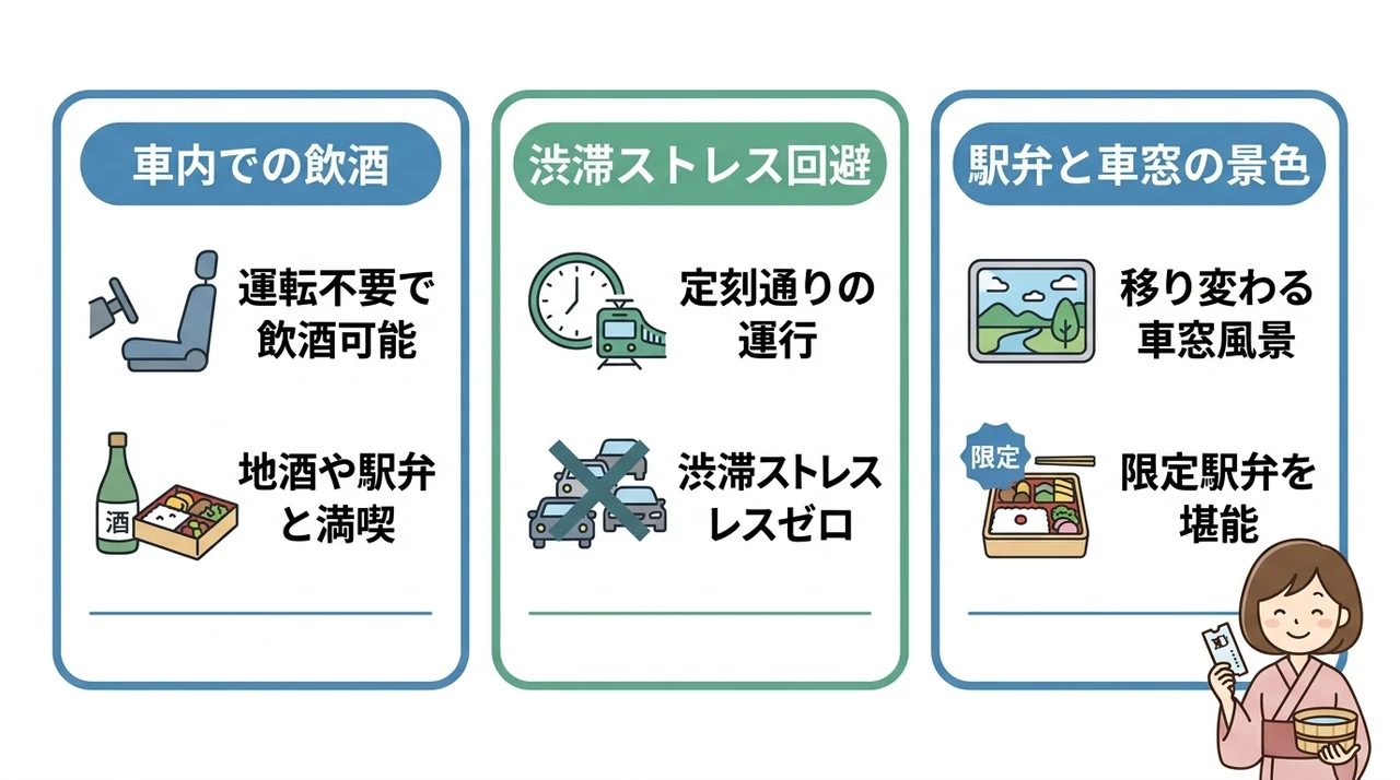 電車で行く温泉旅行で堪能できる3つのメリット