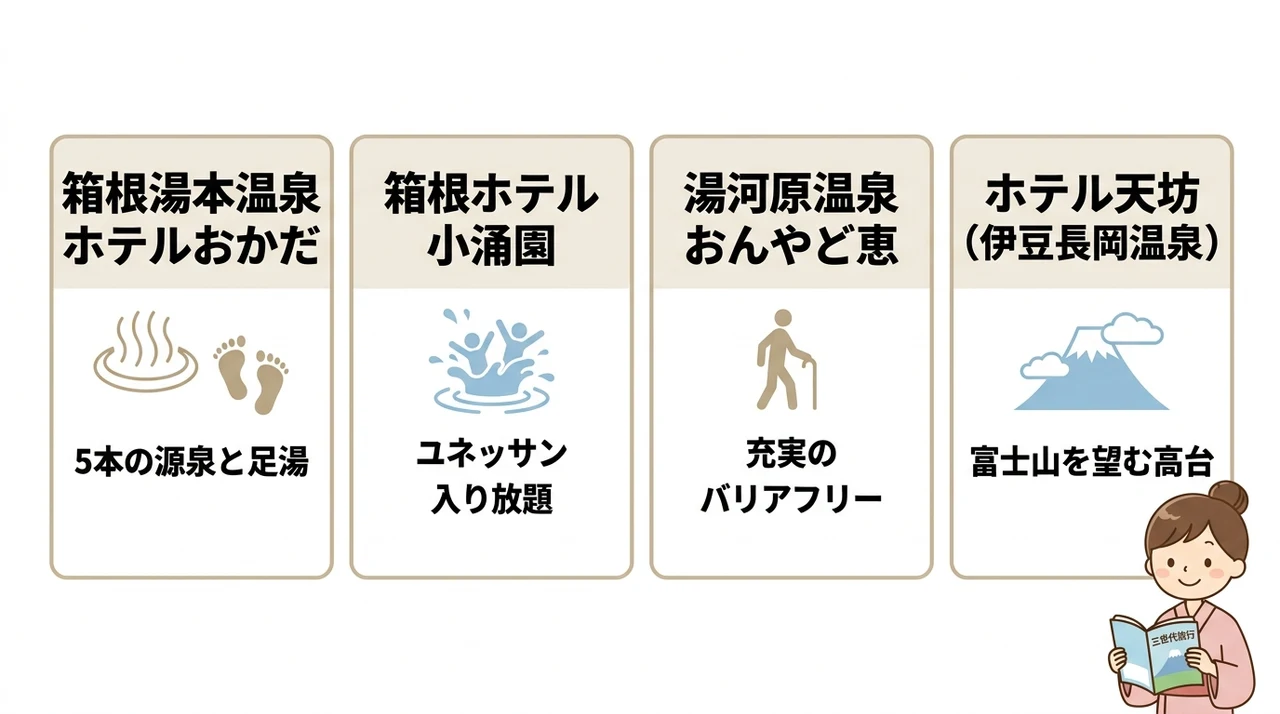 箱根・湯河原エリアの三世代おすすめ宿