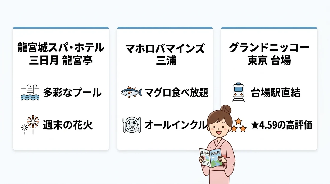 千葉・東京の三世代旅行で使える宿
