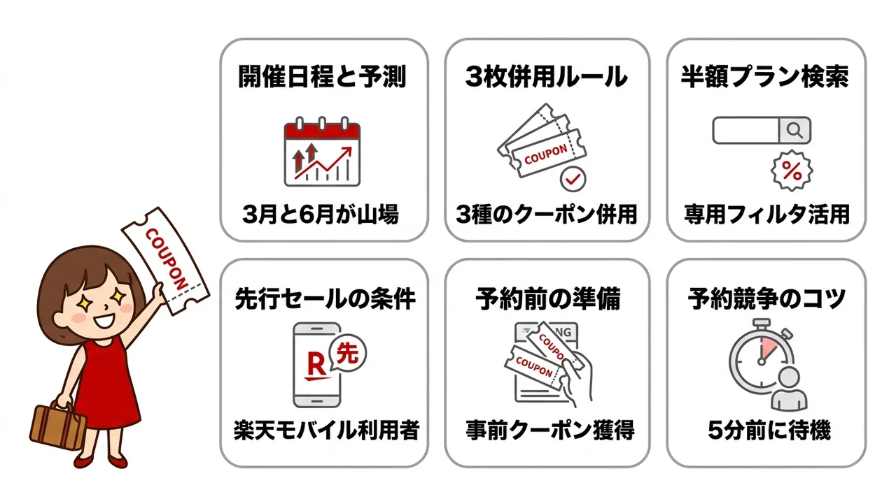 最初にチェック:楽天トラベルスーパーSALEのクーポン攻略