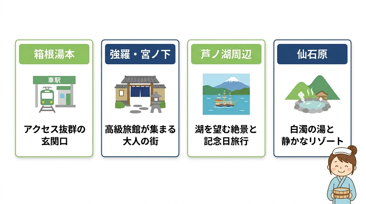 エリア別で見る箱根の宿の特徴