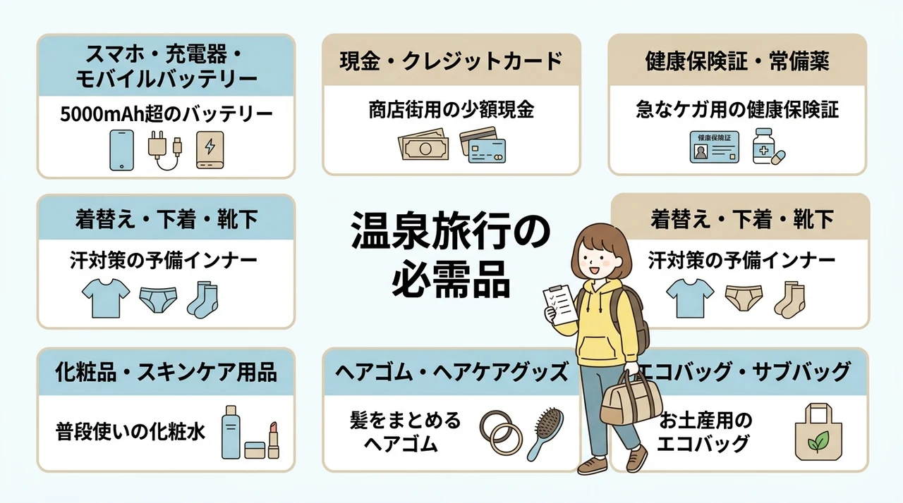 熱海温泉旅行の持ち物：基本の必需品リスト