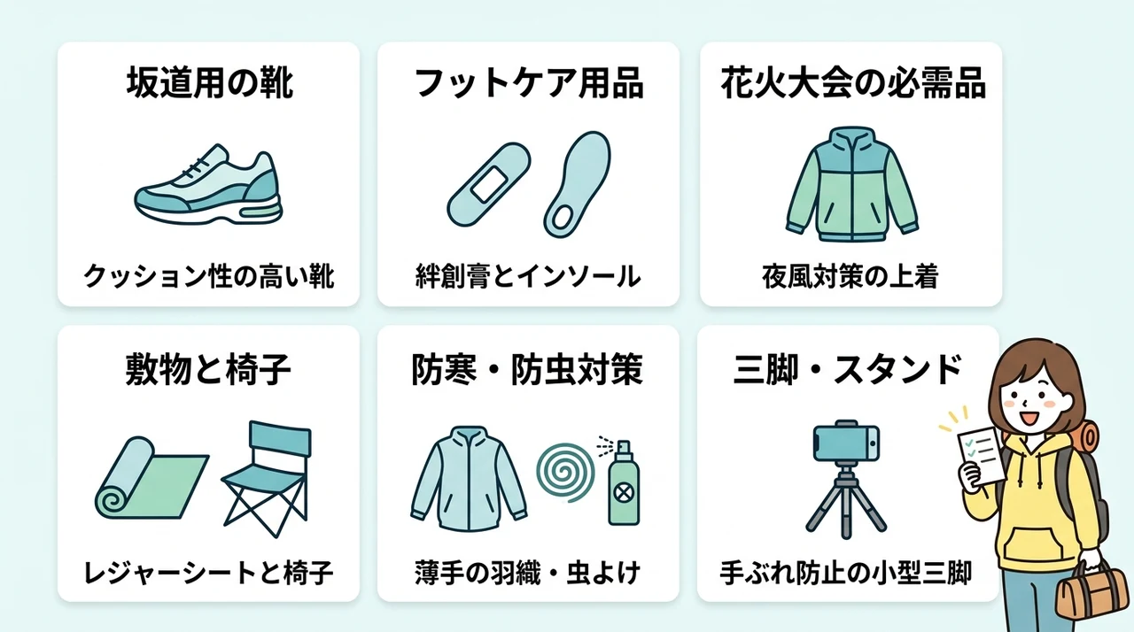 熱海ならではの持ち物：坂道と花火対策