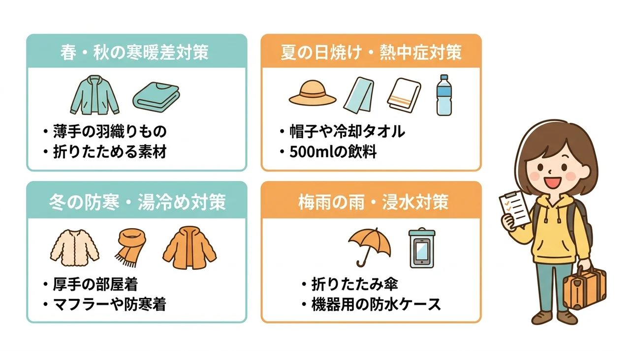 季節ごとに調整すべき持ち物のポイント