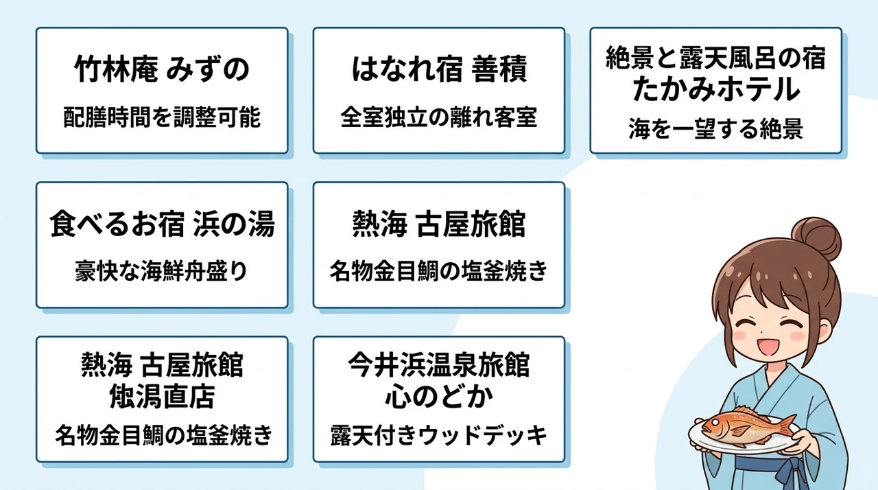 部屋食が叶う海鮮宿でプライベートを満喫