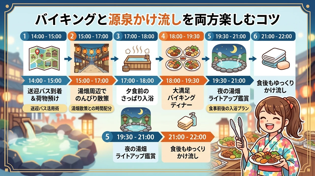 バイキングと源泉かけ流しを両方楽しむコツ