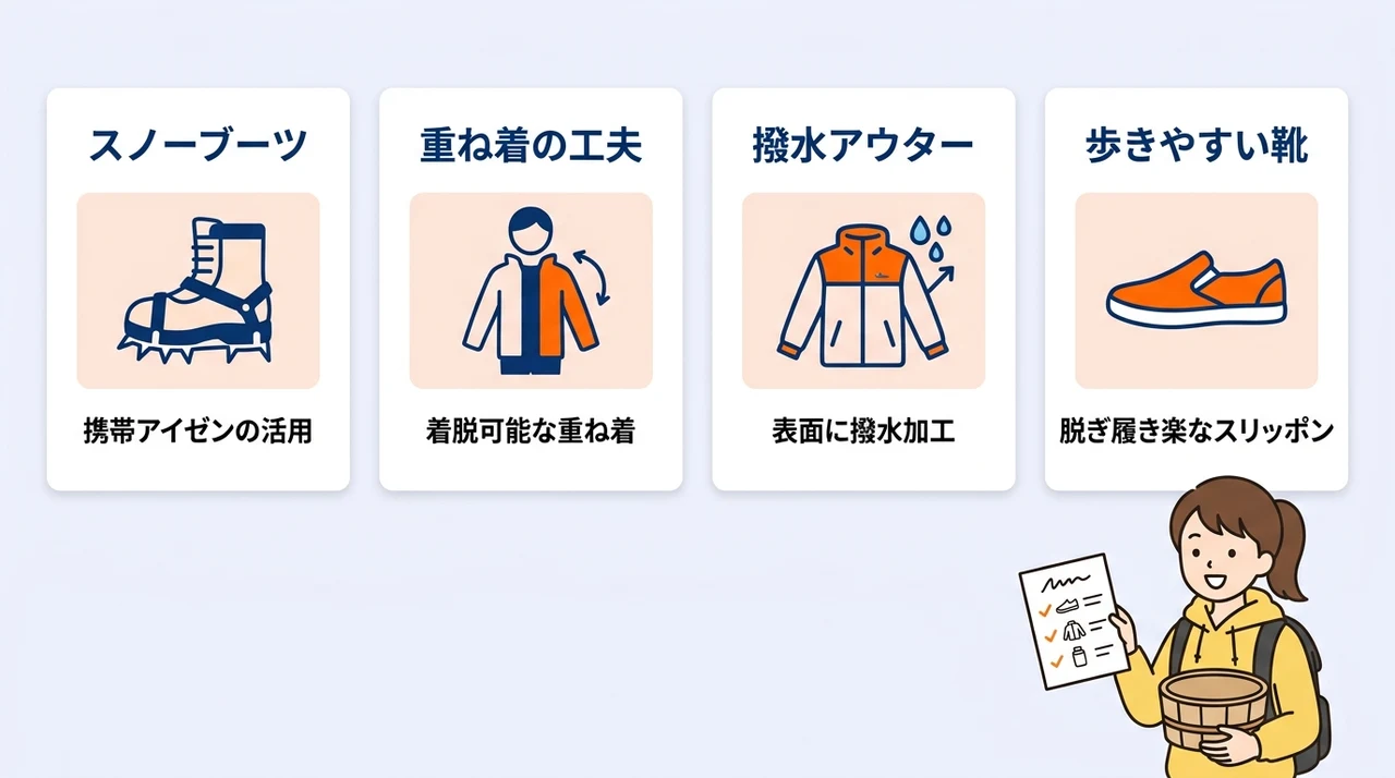 草津の気候と地形に対応する服装・靴の選び方