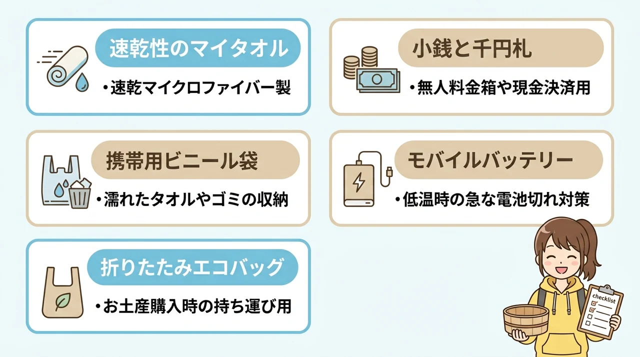 外湯巡りと散策を120%楽しむための必須アイテム