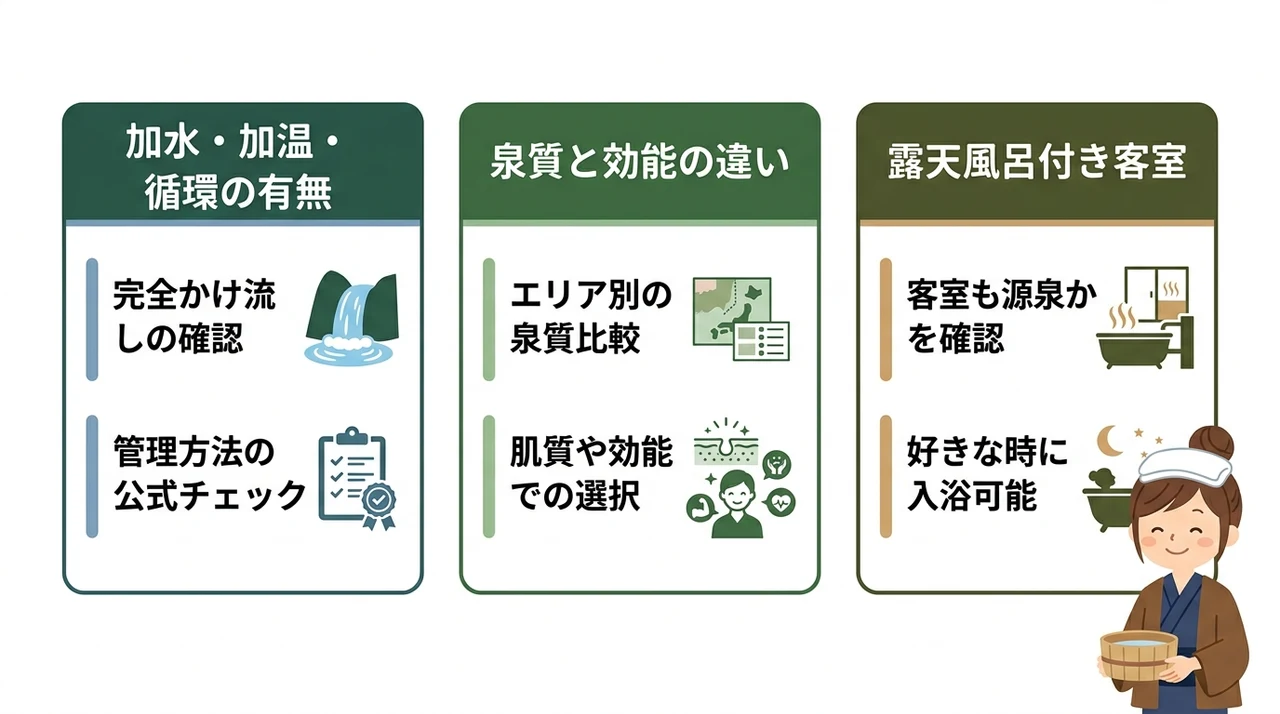 那須の源泉かけ流し宿を選ぶ際の3つの基準
