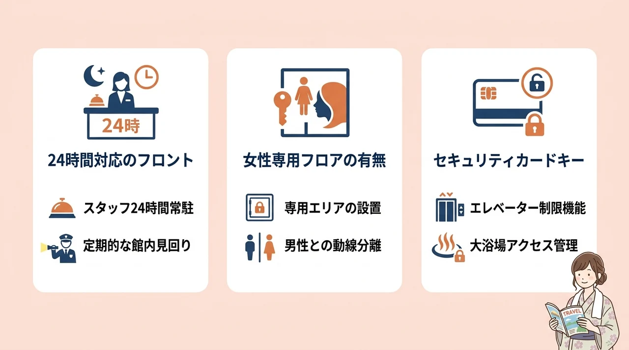 夜間の不安を解消する館内設備とセキュリティ