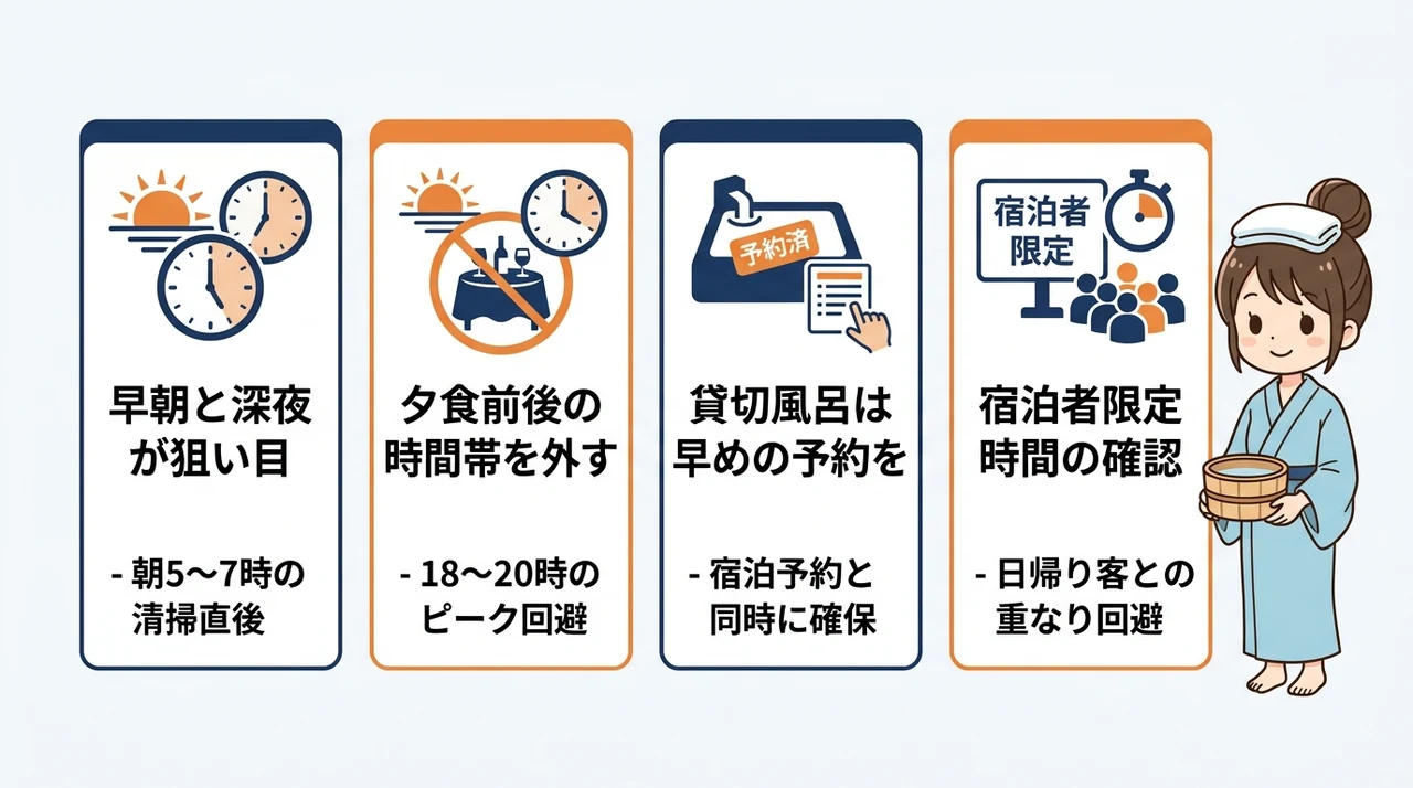 大浴場の混雑を避ける時間帯と予約のコツ
