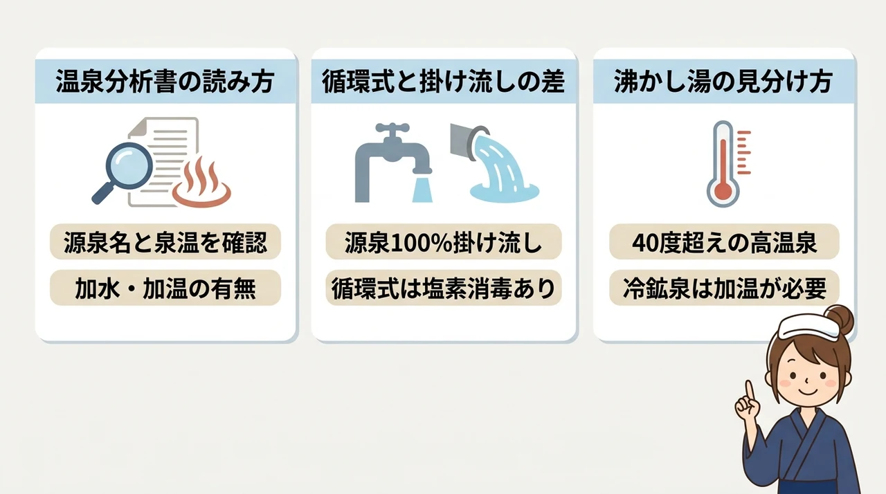 お湯の質を見極める源泉チェック法