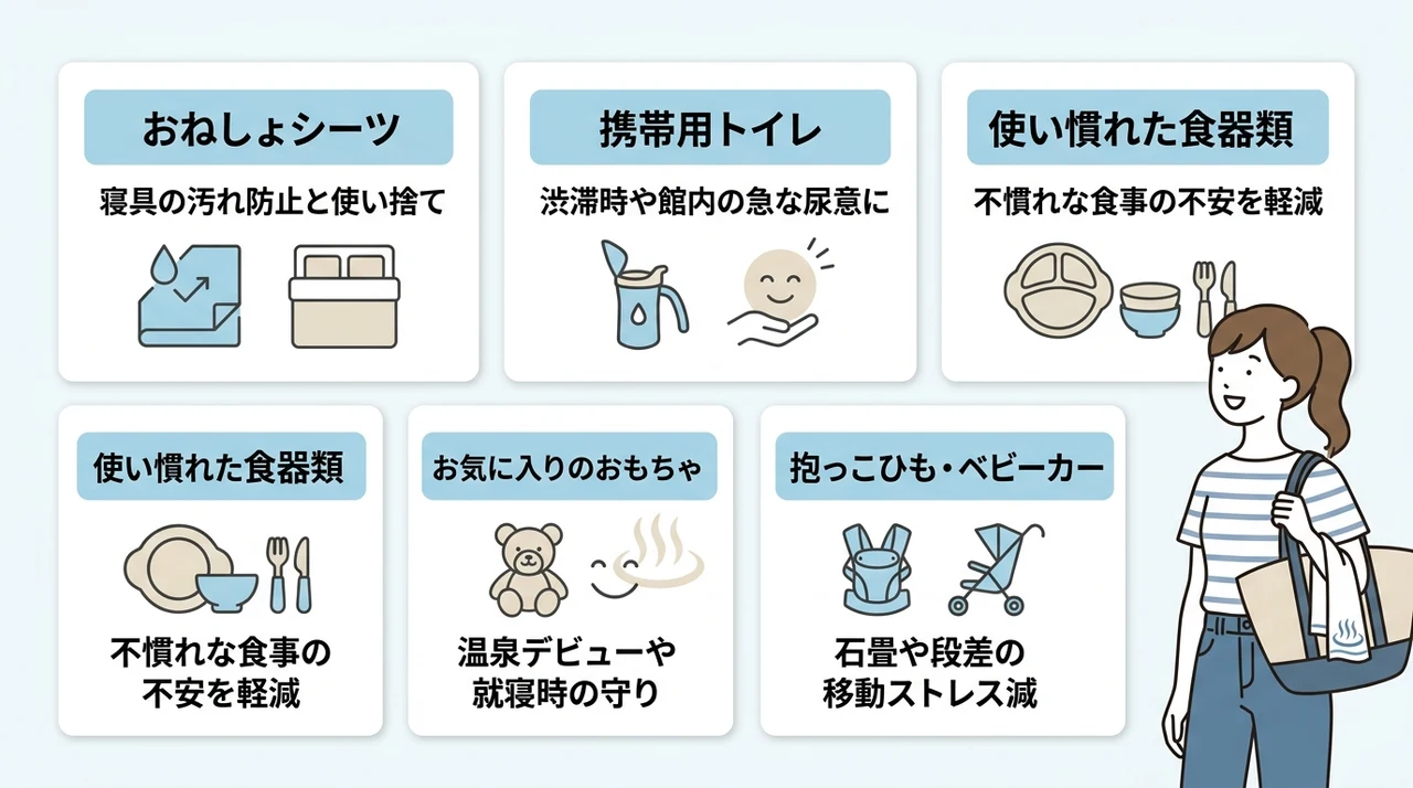 子連れ温泉旅行の不安を解消する便利な持ち物