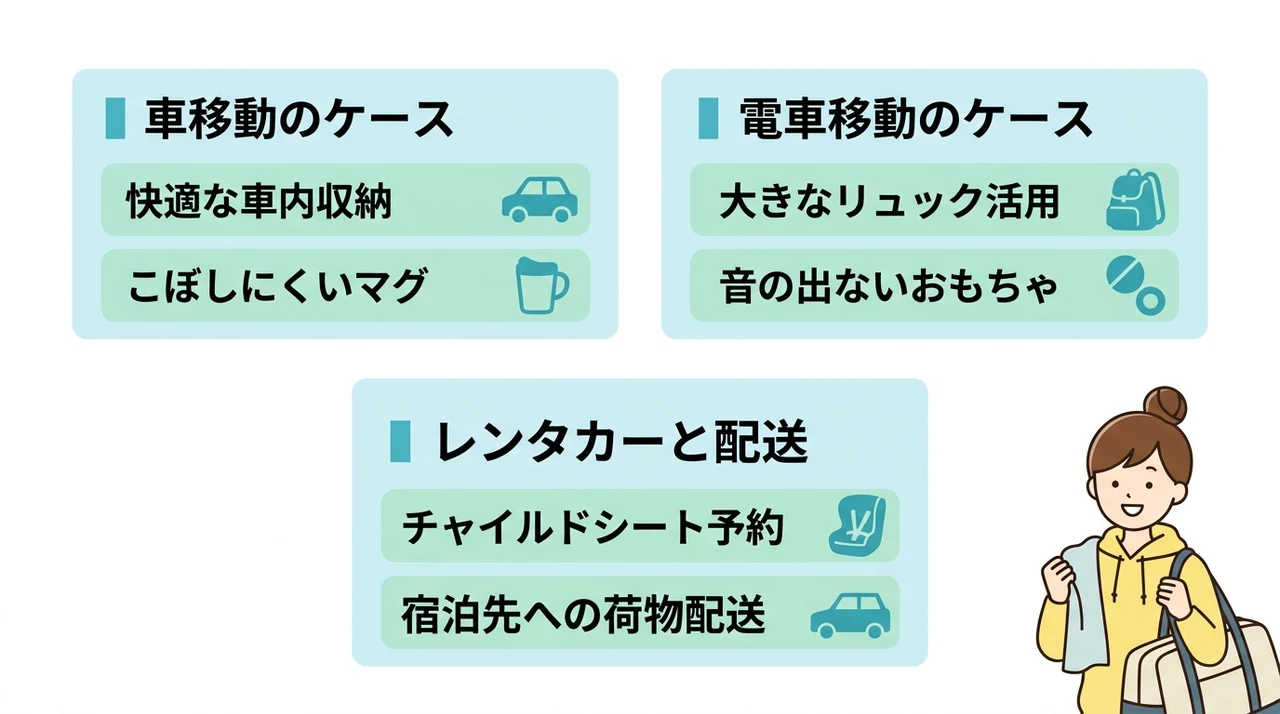 関東エリアの移動手段別に見る持ち物の注意点