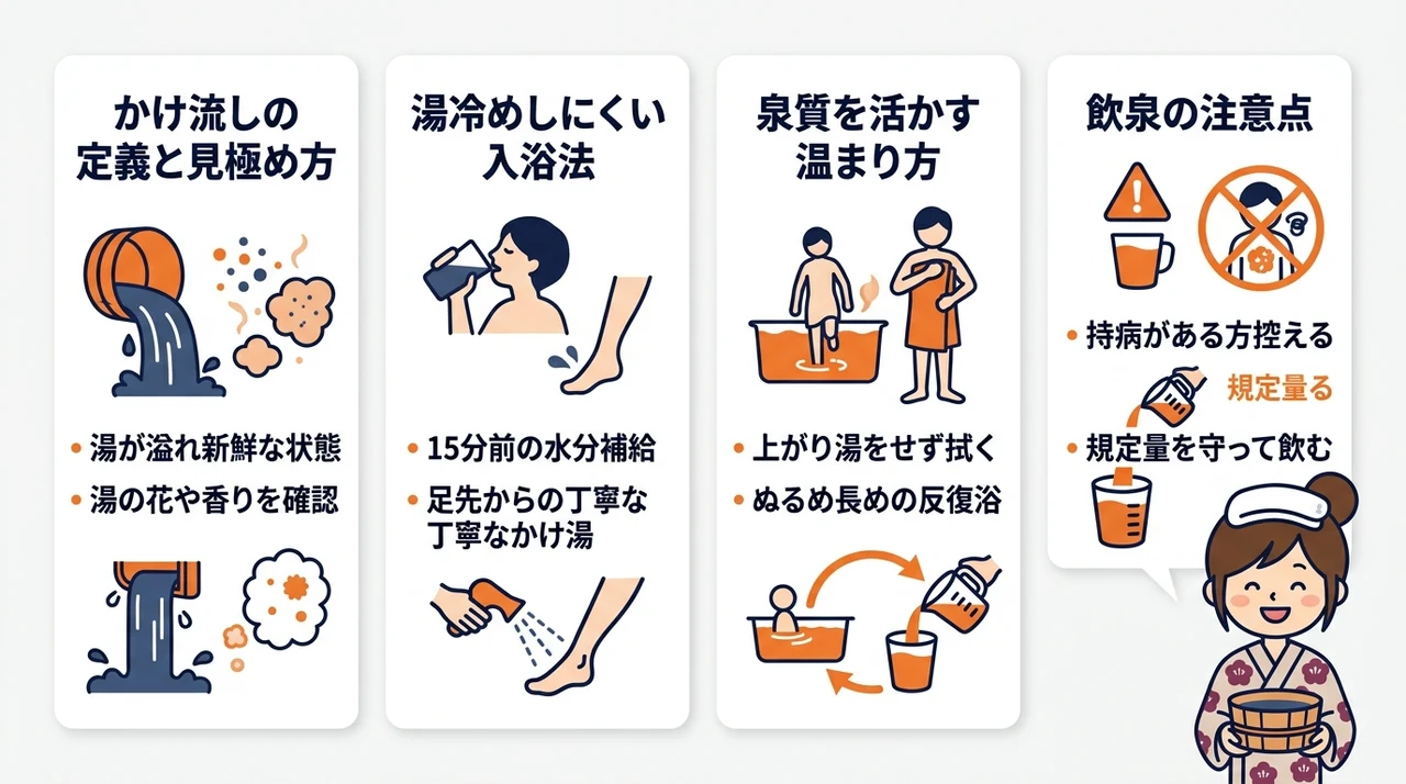 源泉かけ流し温泉の正しい入浴マナーと楽しみ方