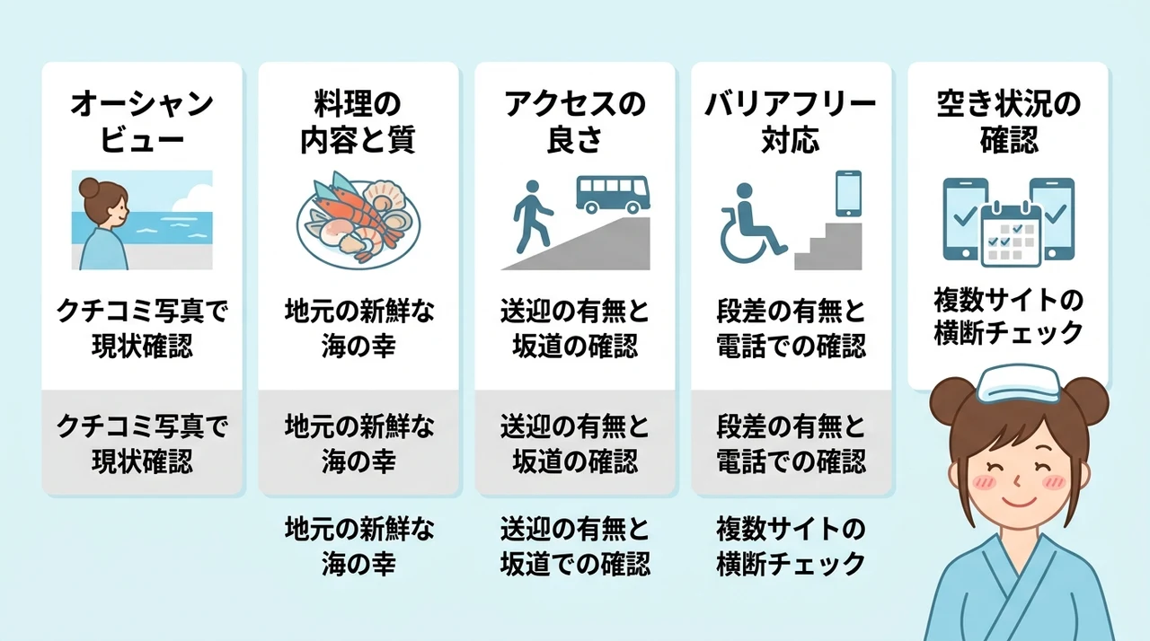 貸切風呂付きの宿を選ぶ際の5つのチェックポイント