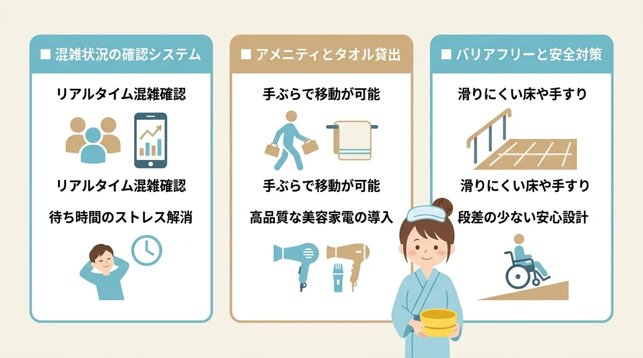 大浴場をより快適に楽しむための設備とサービス