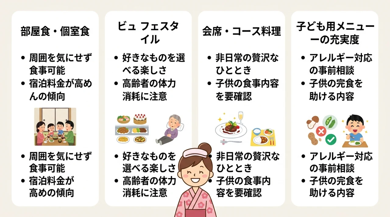 祖父母も孫も満足する宿の食事スタイル比較