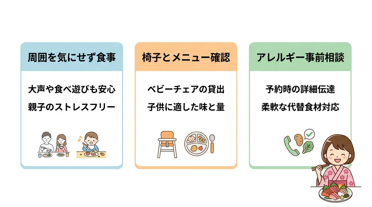 子連れ家族に優しい個室食の安心感