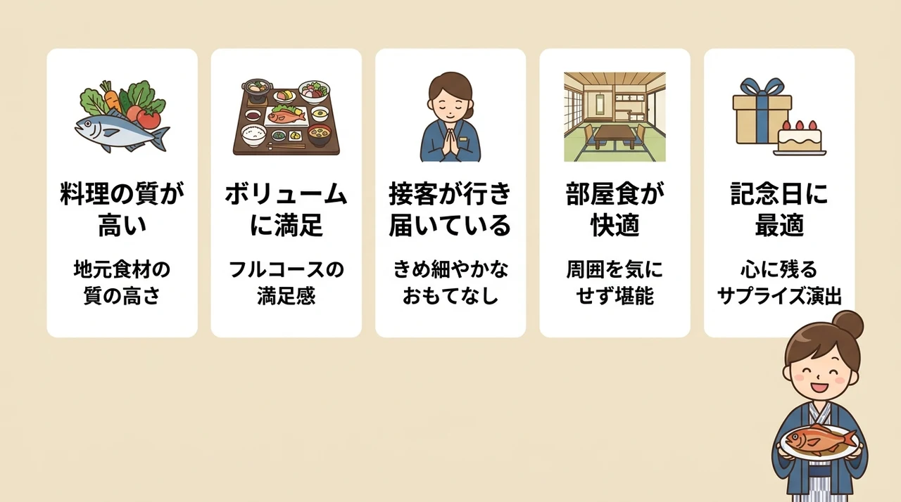 熱海の料理自慢の旅館に泊まった良い口コミ