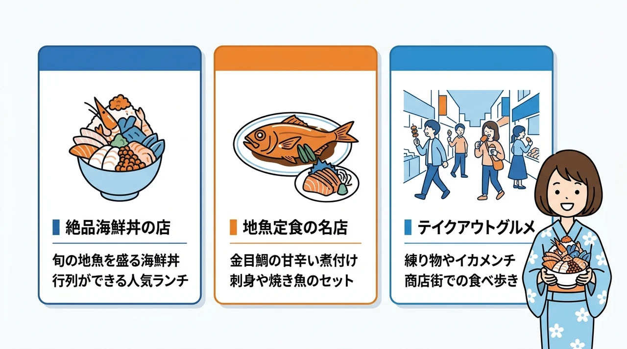 宿の海鮮だけじゃない!熱海駅周辺の食べ歩き情報