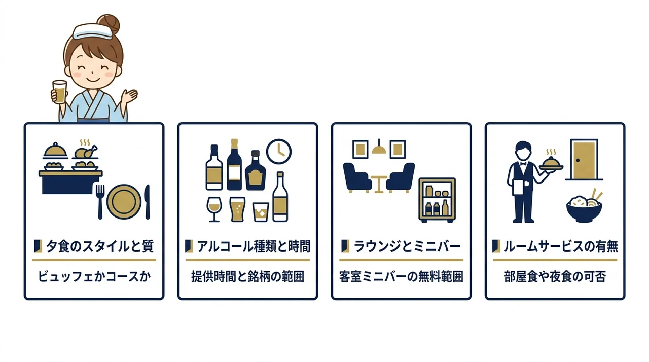 食事内容とドリンク範囲を徹底比較