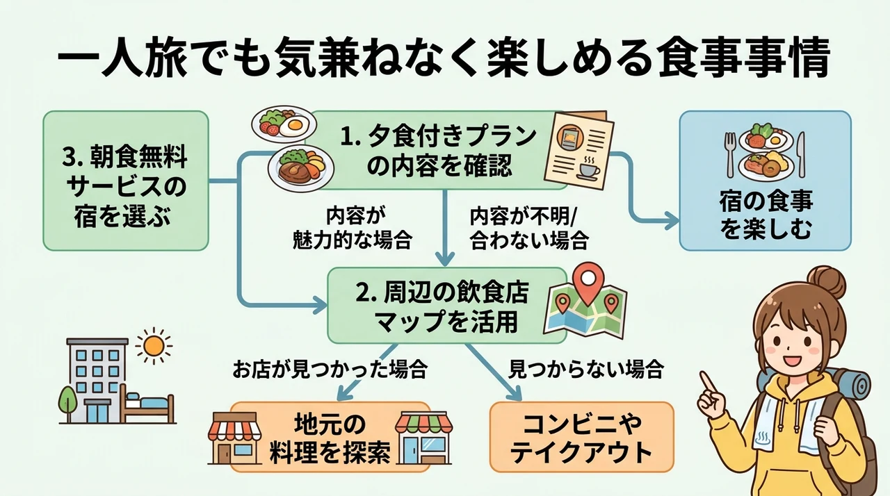 一人旅でも気兼ねなく楽しめる食事事情
