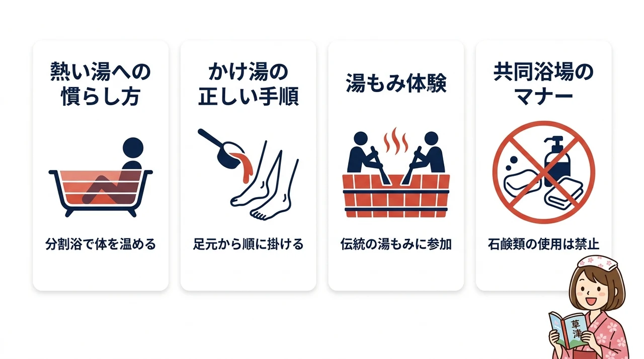 初めての草津で知っておきたい入浴のコツ