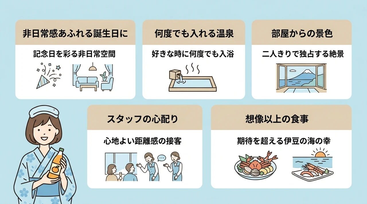 半露天風呂付き客室に泊まった人の良い口コミ