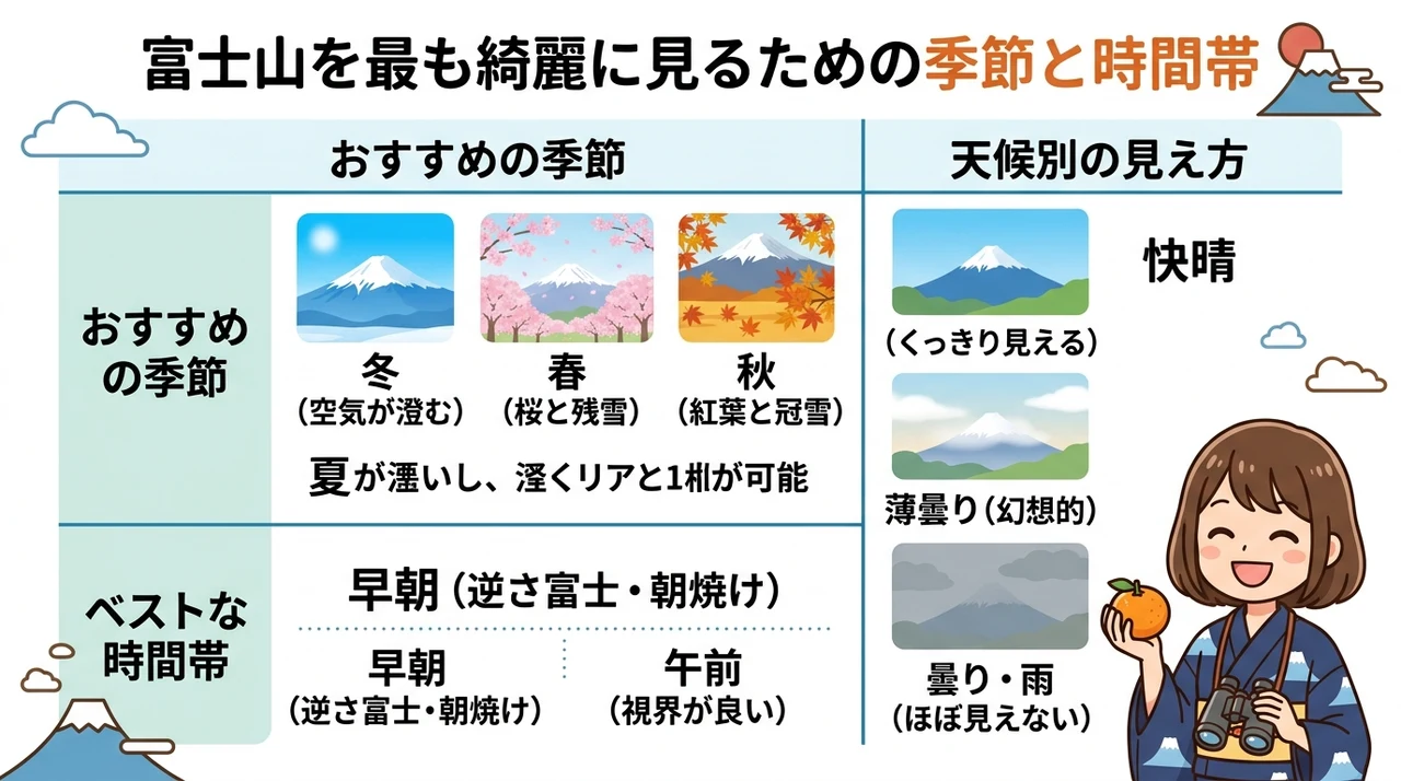 富士山を最も綺麗に見るための季節と時間帯