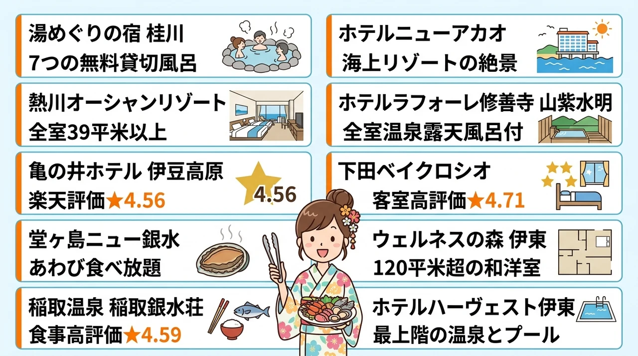 伊豆のバイキング付き宿おすすめ10選|絶景と海鮮を堪能