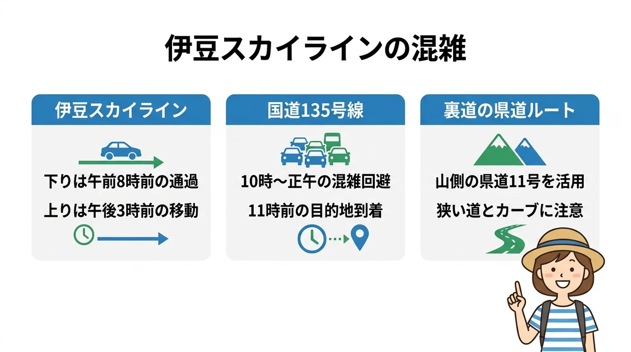 伊豆の主要道路で使える渋滞回避と抜け道のコツ