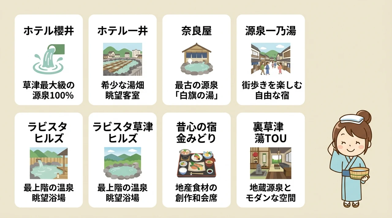 西の河原公園に近い草津温泉の宿おすすめ7選