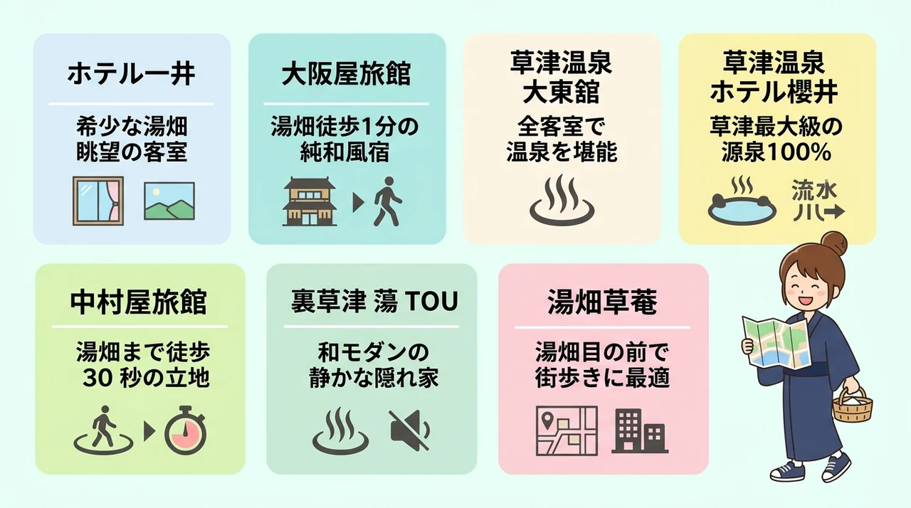 草津温泉で徒歩移動に便利な宿のおすすめ7選