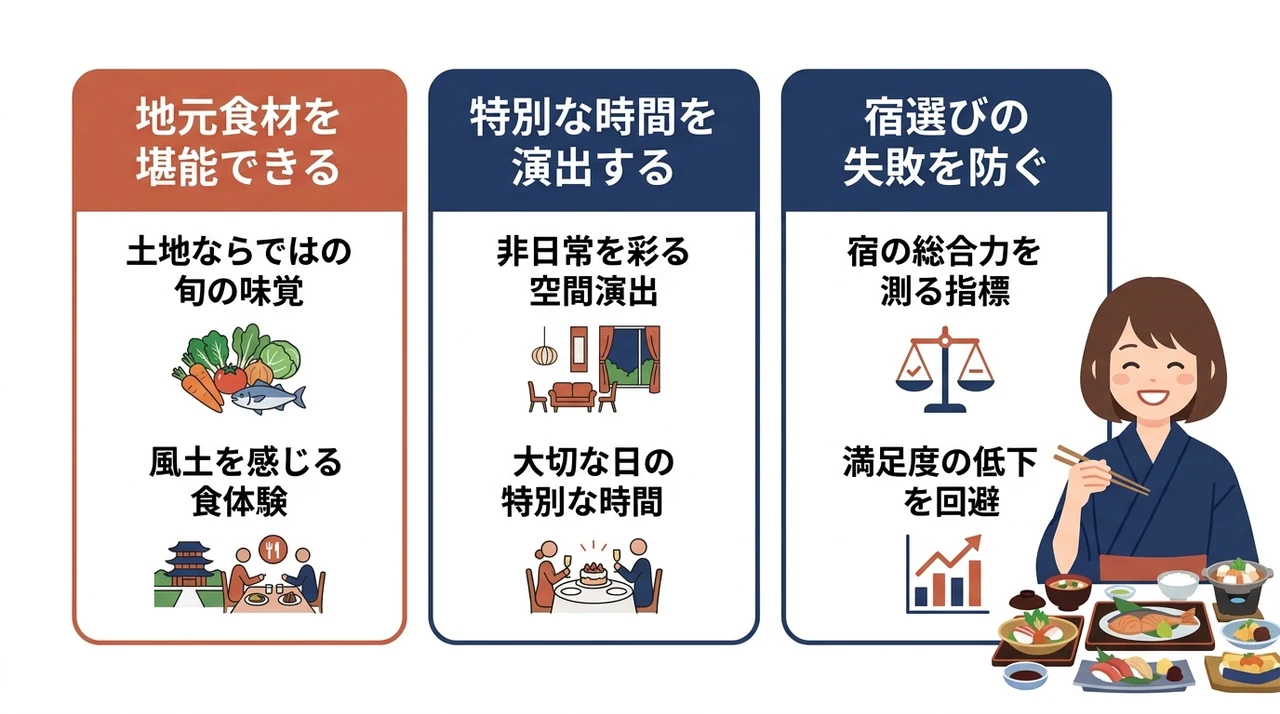 夕食重視の宿がもたらす3つの魅力