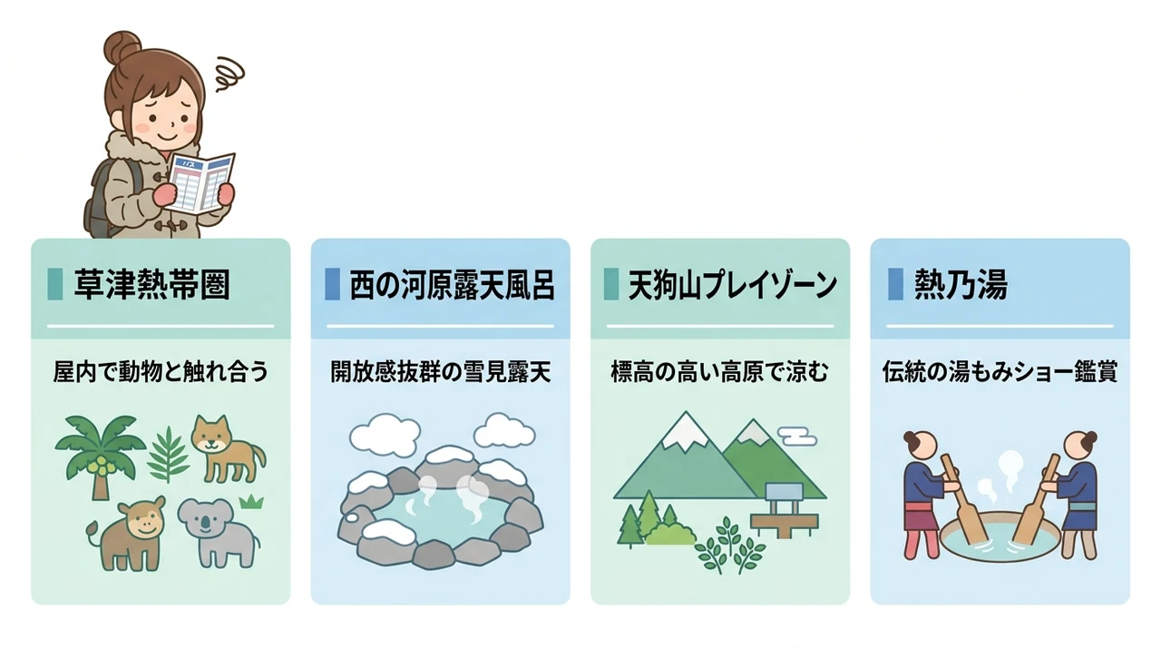 天候別・車なし草津温泉の楽しみ方と代替プラン