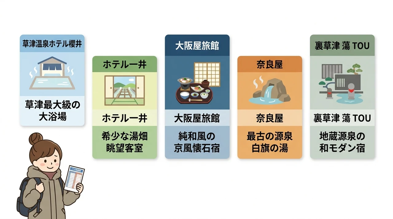 草津温泉バスターミナル徒歩圏内のおすすめ宿5選