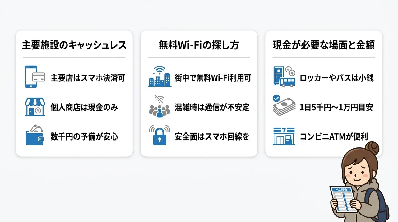 車なし旅行で知っておきたいキャッシュレスとWi-Fi事情
