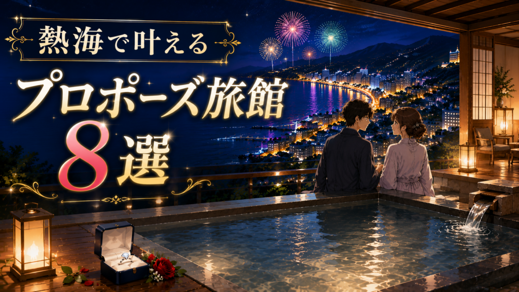 熱海でプロポーズにおすすめの旅館8選を紹介するアイキャッチ画像