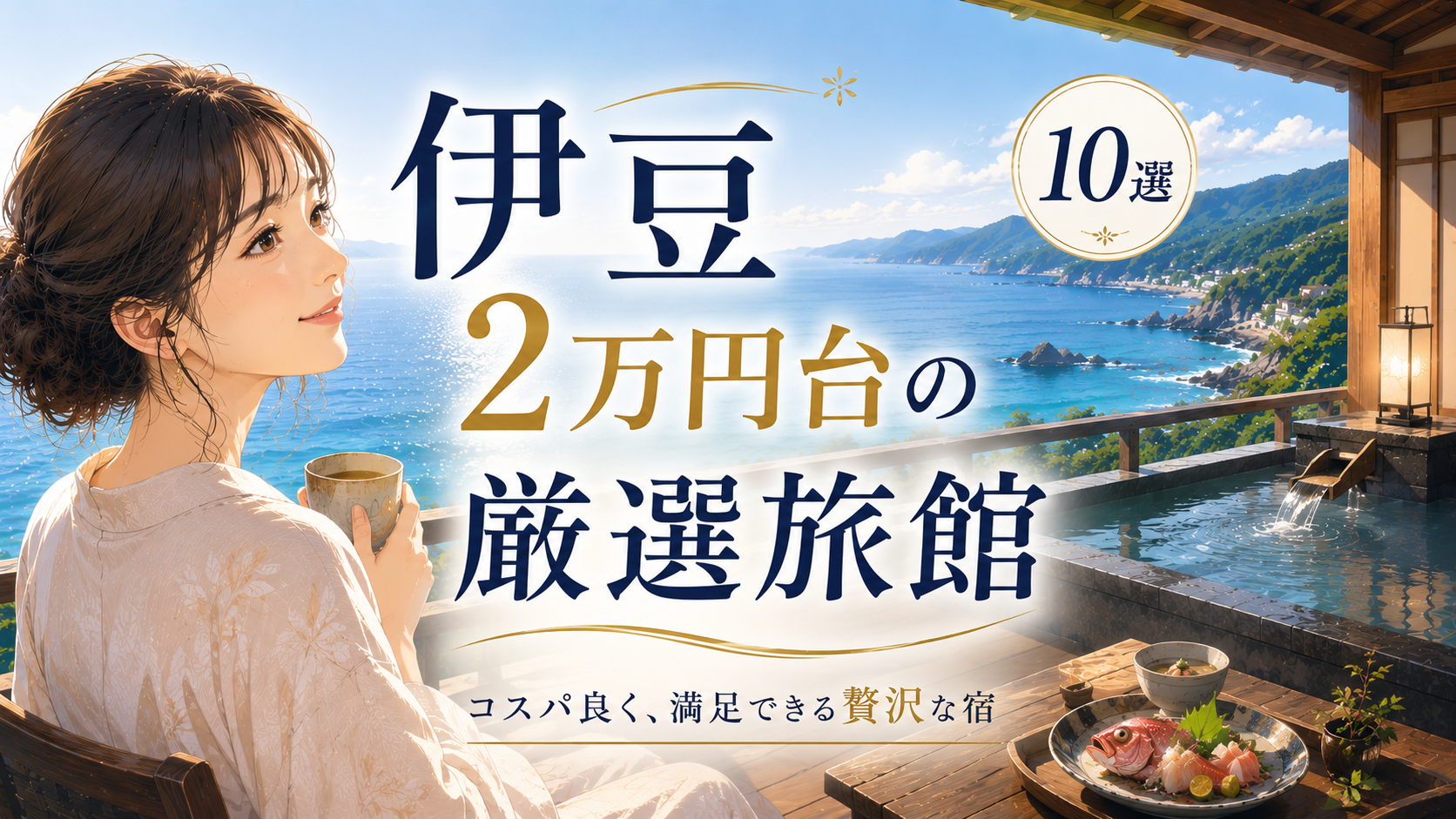 伊豆の2万円台で泊まれる厳選旅館10選を紹介するアイキャッチ画像