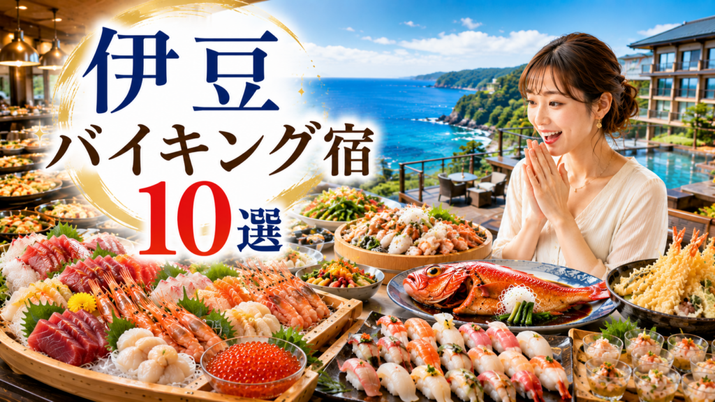 伊豆の海鮮バイキング宿10選を紹介するアイキャッチ画像