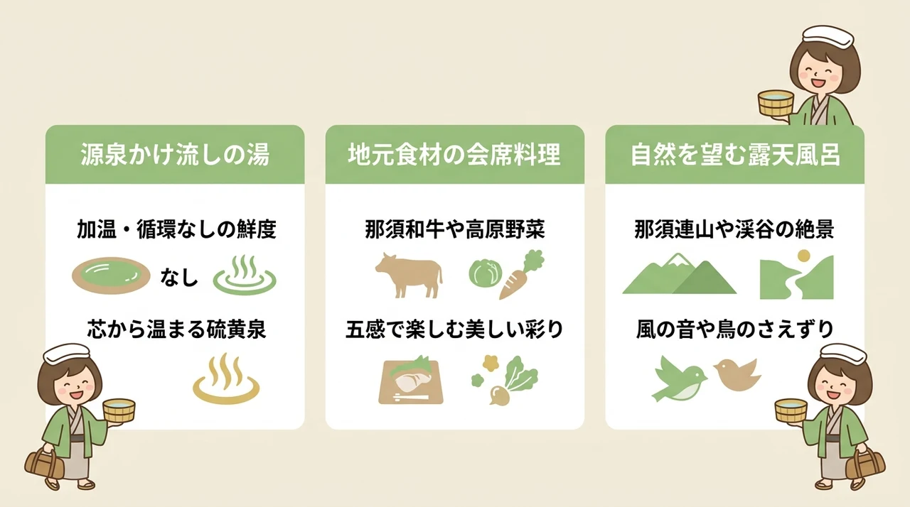 那須塩原の温泉宿で叶える3つの贅沢な過ごし方