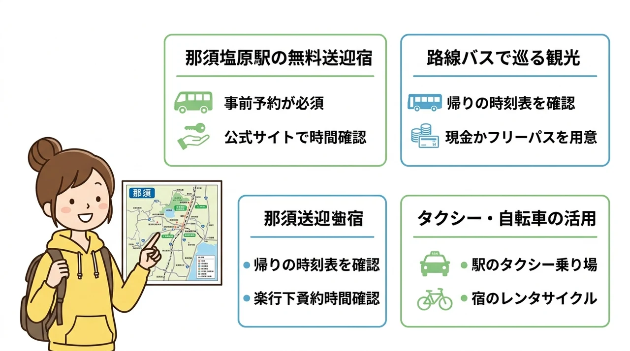 車なし派必見!公共交通機関と送迎で泊まる那須旅行