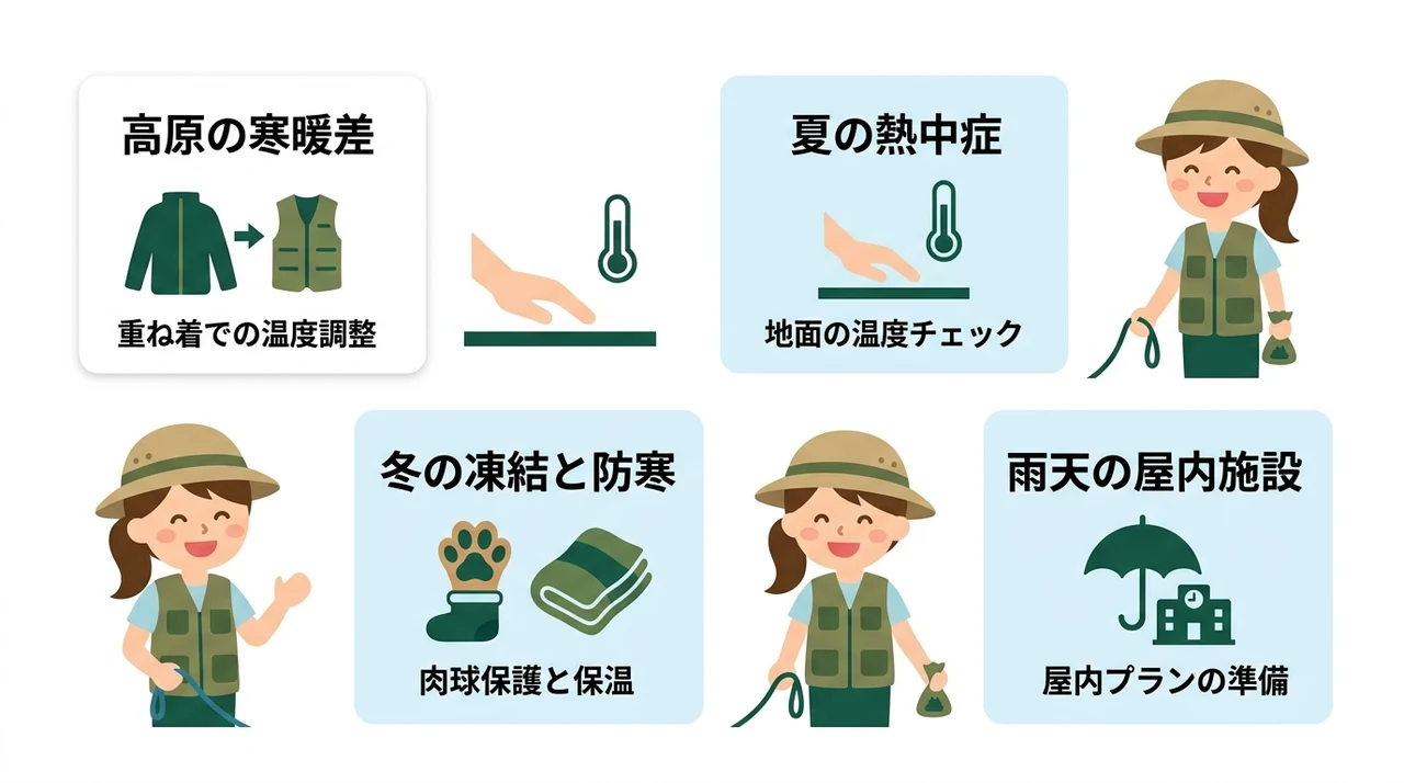 那須エリアの犬連れ旅行で知っておきたい気候と対策